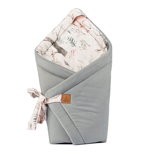 Bawełniany rożek niemowlęcy - Leśny Raj, szary