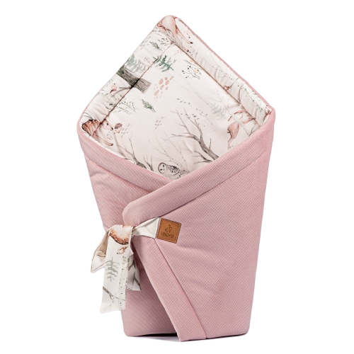 Bambusowy rożek niemowlęcy - Leśny Raj, różowy