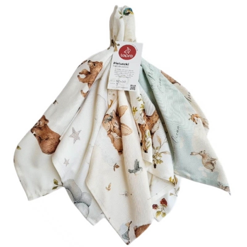 Zestaw pięciu pieluszek bambusowych 30x30