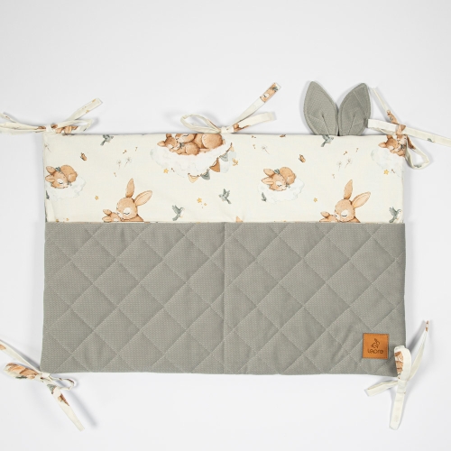 Organizer na łóżeczko - Zajączki, szary