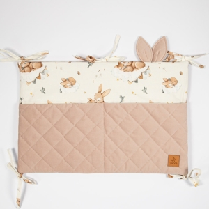 Organizer na łóżeczko - Zajączki, beżowy 