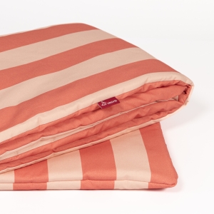 Pościel bawełniana z wypełnieniem -  Pasy morelowo-beżowe