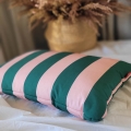 Poduszka do spania bawełniana - Pasy różowo - zielone