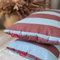 Poduszka do spania bawełniana - Pasy niebiesko - brązowe