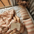 Pościel Bawełniana z wypełnieniem - Pasy beżowe