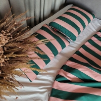 Poduszka do spania bawełniana - Pasy różowo - zielone 