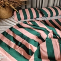 Poduszka do spania bawełniana - Pasy różowo - zielone