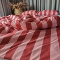 Pościel Bawełniana z wypełnieniem- Pasy różowo - czerwone