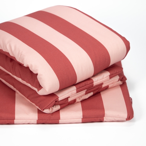 Pościel Bawełniana z wypełnieniem- Pasy różowo - czerwone
