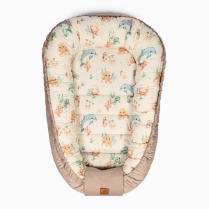 Bambusowy kokon niemowlęcy - Ocean, beżowy 