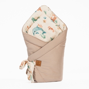 Bambusowy rożek niemowlęcy  - Ocean, beżowy