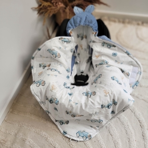 Otulacz do fotelika zimowy - Autka, jeans