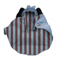 Otulacz do fotelika zimowy - Pasy niebiesko - brązowe, jeans