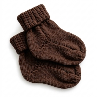 Skarpetki niemowlęce 100% wełna merino 0-6 mies. – brązowe