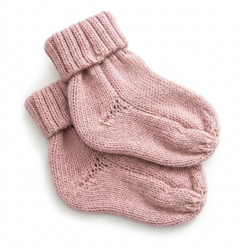 Skarpetki niemowlęce 100% wełna merino 0-6 mies. – pudrowy róż
