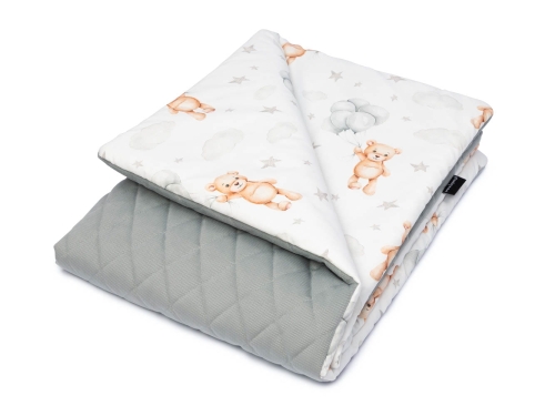 Kocyk - Misie z Balonami/ Velvet Szary